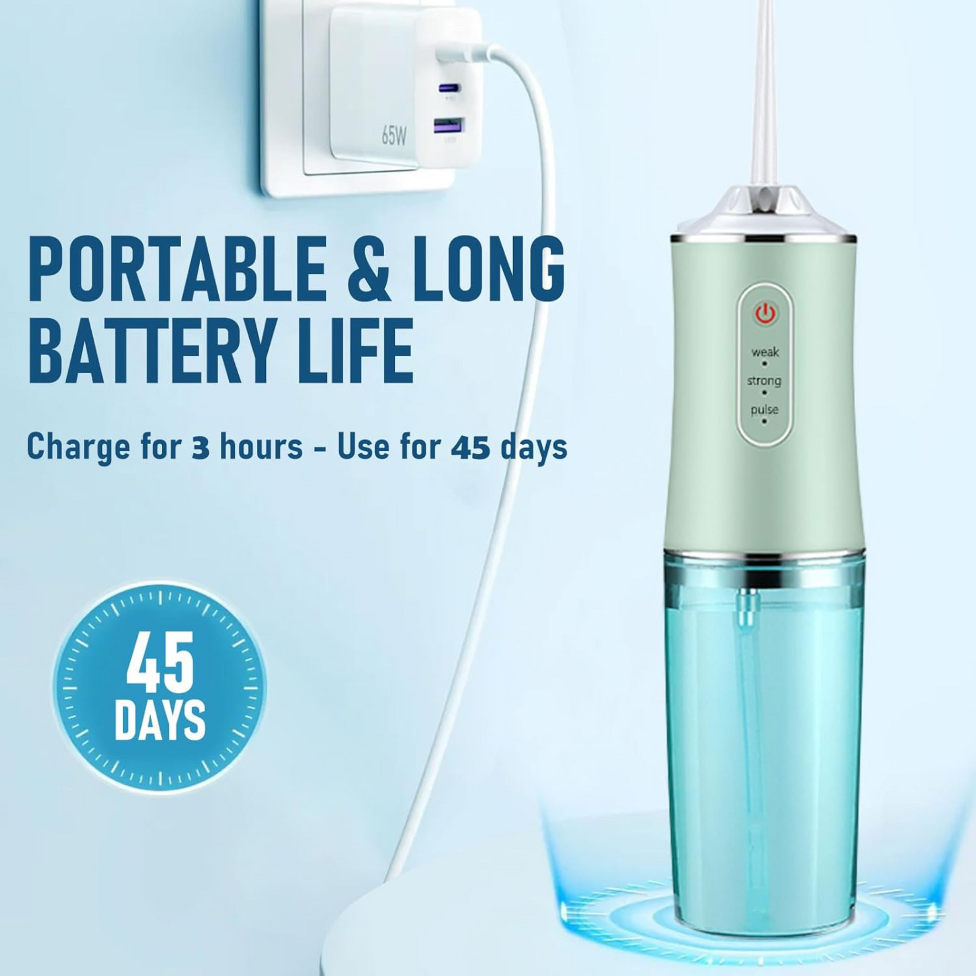 Water Dental Flosser Professional Irrigator for Dental & Oral Care with 8 Tips 4 Modes